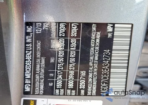 2014 Mercedes-Benz Gl 450 4Matic z USA, uszkodzony, nr VIN 4JGDF7CE3EA342734